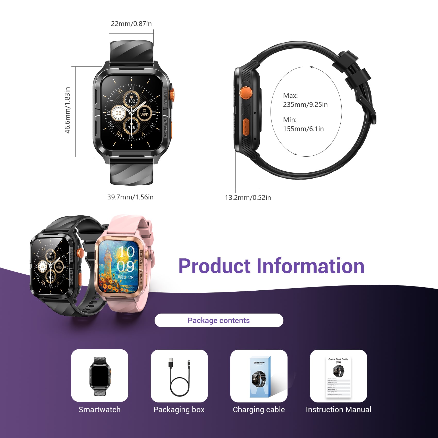 Blackview W10 Pro - Smartwatch con torcia a LED - immagine 2