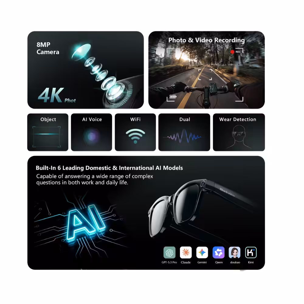 Occhiali Blackview BV300: IP54 e tradução em tempo real com IA inteligente - immagine 8
